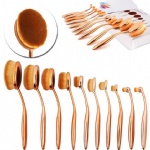 Gold Oval toothbrush Makeup Brushes Set